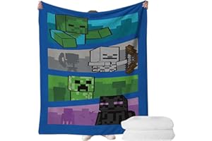 YCVBCY Minecr Dibujos Animados Manta, Manta Infantil Acogedora de Franela Material Suave Cartoon para Sofa y Cama