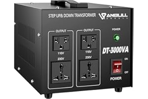 Anbull Convertitore di tensione DT - 3000 VA Trasformatore toroidale, 110V-230V, convertitore step-up/step-down