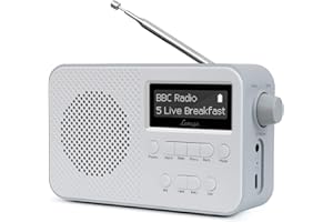 LEMEGA PR2 Radio digitale DAB/DAB+ e FM portatile,design tascabile compatto,radio DAB tascabile personale,sveglia,40 stazioni preimpostate,uscita cuffie,alimentazione a batterie o rete -Bianca