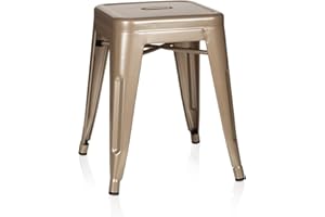 hjh OFFICE 645003 Tabouret bistrot VANTAGGIO Métal Or, Tabouret au Look Industriel et Moderne, empilable