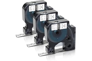 UniPlus Rhino Heat Shrink Tubes Compatible para Dymo 18055 Casete de Cinta de Etiqueta Industrial 12mm x 1,5m, Negro sobre Blanco, para DYMO Rhino 4200 5000 5200 6000 RhinoPro Impresoras, Pack de 3