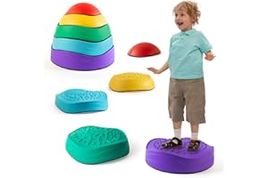 XAZASTOV Stepping Stones for Kids, Non-Slip Toddlers Blance Stones, Stackable Balance Blocks Ages 3-8, Balance & Motor Skills, Obstacle Course Sensory Step Stones, Indoor & Outdoor Toys for Boys Girls