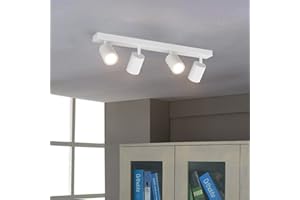 Klighten Faretti da Soffitto Orientabili Bianco, con 4 Attacco GU10, Plafoniera 4 Luci Interno, lampada Soffitto per Cucina, Soggiorno, Camera da Letto, Max 50W x 4, Lampadina Non Inclusa