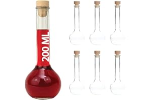 6 pustych szklanych butelek 200 ml TUL-HGK butelki 200 ml z butelkami na sok 0,2 l l butelki na likier, butelki na ocet, olej, do samodzielnego zaatakowania przez slkfactory