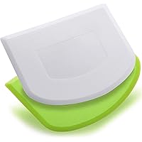Prodine Dough Scraper Pack of 2 Dual Sided | Flexible and Food Grade Plastic Bowl Scraper for Bread, Pizza, Pastry with Measu