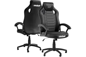 BraZen Salute PC Adults Gaming Chairs for Adults Office Computer Ergonomic Adult Gaming Chair Video Game Adult Seat Height Adjustable Swivell Padded Armrests - Black Grey