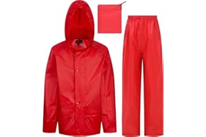 WETPLAY Kids Waterproof Jacket & Trousers Suit Set in Black, Navy Blue or Royal Blue Childs Childrens Boys Girls