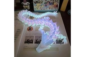 FOLANDO Luminous 3D Printed Dragon, 30cm Crystal Dragon-Figure Luminous Rainbow Full Articulated Flexible Joints Home Decor Executive Desk Office Decor Gift (Glow in Dark)