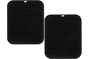 OTAIVE 2Pcs Silicone Heat Resistant Mat,Insulation Pad Silicone Trivets for Hot Pans and Pots Trivet Mat Silicone Insulation Pad(Black,size:11.81x9.06x0.2inch)