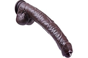 UMANIA Consolador de prepucio móvil realista sin cortar de 30 cm, consolador gigante de silicona gruesa, consolador XXXL largo negro, pene largo con ventosa grande, consolador gigante de gran tamaño