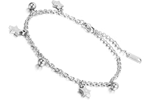 OIDEA Bracciale Braccialetto per Donna Braccialetto in Acciaio Inox Stella Love Lock Liscio(Puo`Anche Essere Cavigliere),Colore a Scelta