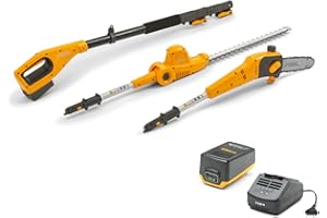 STIGA Multitool MT 100e Kit, Heckenschere und Baumschere mit Teleskopauszug, Für große Höhen und einfaches, schnelles Arbeiten, Inkl. Akku und Ladegerät, Gelb/Grau/Schwarz