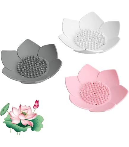 Porte-Savon Silicone Fleur - Lot De 4 | Drainage Et Antidérapant Pour Salle De Bain