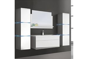 Home Deluxe - Set di mobili da bagno - WANGEROOGE BIG bianco - X-Large - incluso lavabo e accessori completi - Larghezza lavabo: ca
