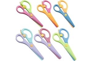 VPOUERY 6 Pièces de Ciseaux pour Enfantmaternelle Ciseaux pour Enfants Ciseaux en Plastique Enfants Ciseaux se Blesseront pas les Mains Livré avec 4 modèles de dessin