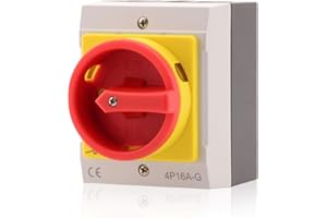 INTRATEC 100% SHOPPING Hauptschalter Leistungsschalter 16A, IP 65, 4-polig im Gehäuse, Drehschalter für alle industriellen Anforderungen Grau Gelb Rot