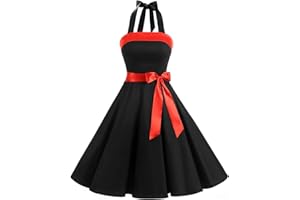 Timormode Sexy Robe Rétro Vintage Femme Année 40 50 60 Robe de Cocktail Rockabilly Décolleté
