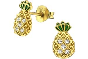 Laimons damskie kolczyki na sztyfcie, biżuteria damska, ananas błyszcząca, z cyrkonią, srebro wysokiej próby 925