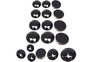 Perlin Cuentas de estrás para coser, brillantes, redondas y de dorso plano, negras, de cristal acrílico, para manualidades, decoración, ropa, bolsos (100 unidades de 12mm)