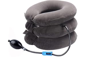 RUNZI Cervical Neck Traction Inflatable Neck Stretcher, Easy to Use for Chronic Neck and Shoulder Pain Relief, Neck Cervical Brace (Grey)