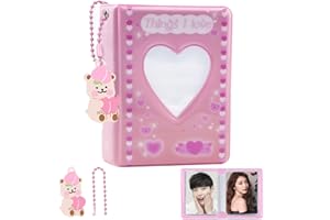 KECOOL Kpop Photocard Binder, 3 Zoll Photocard Holder Mini Portable Fotoalbum Photo Kpop Binder Album, Love Heart Hollow K-pop Photo Card Holder Album with Love Heart Pendant,40 Pockets