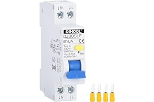 DIHOOL 16A FI/LS Schutzschalter 30mA 0.03 2-polig RCBO B16A Fehlerstromschutzschalter mit 18mm Breite | Bidirektionaler Anschluss FI LS Schalter