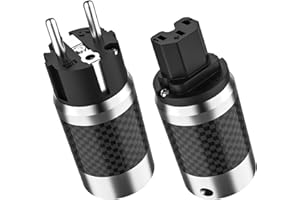 Tertullus 1 para mocowanych wtyk klasy premium + wtyków do urządzeń chłodzących Rodowane włókno węglowe do kabli sieciowych hi-fi (rodowane, E860)