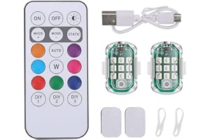 WASAGA Voyants D'alarme à Distance avec Plusieurs Couleurs, Mini Réflecteur LED Stroboscopique Étanche avec Mode Flash pour Vélo Voiture Moto Scooter