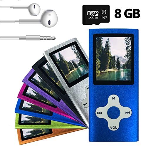 Topfronce 8GB Music Player MP3 Player MP4 Player Voice Recorder Flash Drive FM Radio Video Player Media Player Portable Lightweight for Sports Running (Blue)