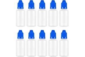 SWHSTORE 30ml Empty Plastic Eye Dripper Liquid Water Squeezable Dropper Bottle with Blue Cap Pack of 10
