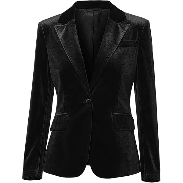 Allegra K Giacca In Velluto Donna – Bottoni Anteriore, Vintage, Con Tasche – Perfetta Per Natale E Ufficio – Nero - 6