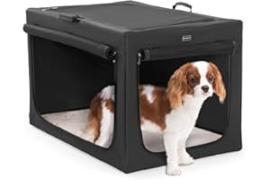 Petsfit Soft Dog Crate,Travel Dog Travel 24 Inch with Thicken Mat, Adjustable Fabric Sleeve, Breathable Mesh Doors, Dog Crate 66 cm L x 49 cm W x 46 cm H Black