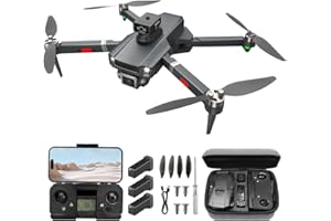 HYTOBP S179 Drone con Telecamera HD 1080P per Adulti, Motore Brushless, 3 Batteria, Drone Pieghevole FPV, Un Tasto di Decollo/Atterraggio, Quadricottero Telecomandato con 2 Telecamere, Schermo LCD