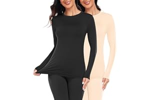 YADIFEN Thermal Tops Womens Long Sleeve Shirt Base Layer Women Soft Breathable Warm Wicking Crew Neck Thermal Underwear Womens Winter for Skiing