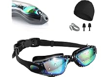 Swim Goggles,[Anti Fog/UV Resistant] Wide Clear Vision Swimming Goggles for adults Men Women,Bright Color Plated Swimming Gla