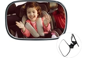 crazy bean Miroir Voiture BéBé, Rotation à 360° Miroirs Auto BéBéS,Retroviseur Voiture Bebe Avec Clip,RéTroviseur De Surveillance BéBé Pour SièGe ArrièRe Miroir,Claire De Vue Avec,Incassable (Noir)