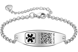 Theluckytag Medical Alert Necklace for Men Women- 19'' Medical Necklace Engraved QR Code Medical ID Necklace - More Space Custom Online Emergency Medical Info