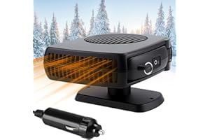 Gobesty Riscaldatore Auto 12V, 150W Sbrinatore Parabrezza Auto, 2 in 1 Stufetta per Auto con Base Girevole a 360° e Maniglia, Riscaldatore per Auto Riscaldamento e Raffreddamento Rapidi