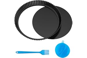 Lixiluxia Moule a Tartelette à Fond Amovible 28 cm, Moules à Tartelettes Rond, Plat a Tarte en Acier Carbone, Moulle a Tarte Revêtement Antiadhésif, Parfait pour Gâteaux, Gaufres, Pizza, Noir