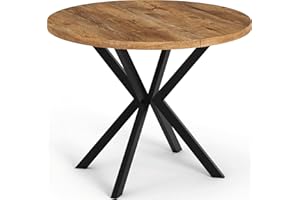 WFL GROUP Runder Ausziehbarer Esstisch - Loft Style Tisch mit Metallbeinen - 100 bis 180 cm - Industrieller Quadratischer Tisch für Wohnzimmer - Spacesaver - Eiche Lefkas - 100 cm