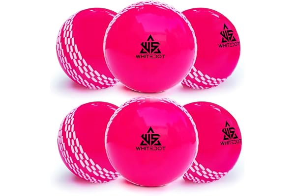 Whitedot Synthetic Rubber Practice Cricket Ball/Wind Balls (90 GMS) for - Indoor & Outdoor Street & Beach Cricket (Pack of 6) (Pink)