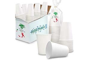 DETERMONDO 1000 Bicchieri Carta Bianchi Monouso Grandi 200 ml Usa e Getta, Biodegradabili, Termici Ideali Per Acqua, Caffè, Cappuccino, Tisane e Bevande Calde Compostabili e Riciclabili