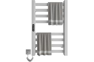 SKYLYZH Radiador de Toallas 450x700mm Toallero Eléctrico Bajo Consumo Secador de Toallas Radiador Toallero eléctrico inteligente Calienta Toallas, calefacción de fibra de carbono, antracita-White Left