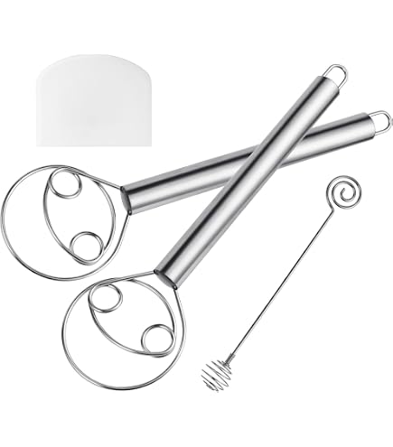 Frusta per Impasto nel Acciaio Inossidabile Pane Stile Olandese Impastatrice Manuale Manico Legno Utensili da Cucina la Cottura
