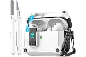 R-fun kompatibel mit AirPods Pro 2 Hülle (Auto Pop-Up-Deckel) mit Reinigungsset, kompatibel mit Airpods Pro 2./1. Gen(2023/2022/2019), für Airpods Pro Hülle (USB-C/Lightning-Kabel),Weiß