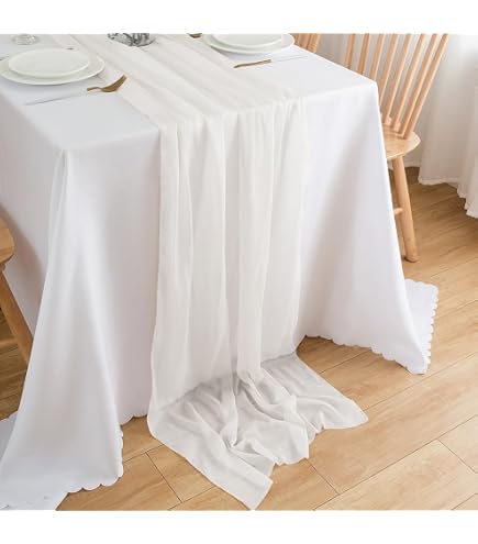 2 Runner Da Tavola In Tulle Bianco Con Perle, 152x305 Cm, Eleganti, Per Decorazioni Matrimonio, Addio Al Nubilato E Feste