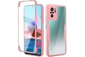 COMAKU Funda Xiaomi Redmi Note 10 4G / Note 10S, 360 Grados y Protector Antigolpes [Ultra Hybrid] Transparent PC Dura Resistente + Silicona Bumper, Doble Cara Carcasa - Rosa