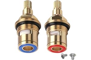FDKJOK 2pcs Mixer Tap Cartridge Replacement 1/4 Turn Brass Ceramic Tap Cartridge Tap Valve Replacement Parts Tap Glands 1/2" with Screws for Kitchen Bathroom Faucet Tap(Gold)
