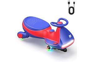 FanttikRide 12V N7 Pro Voiture Électrique Enfants, Anti-Bascule, Ergonomique, 2 en 1, 2 Vitesses, Roues Clignotantes, Bluetooth, Chargement Type C, pour Enfants à Partir de 3 Ans,Rouge et Bleu.