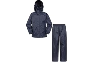 Mountain Warehouse Pakka Kids Waterproof Jacket & Overtrousers Set - Splash Pants with Front Pockets & Raincoat with Packaway Hood - Autumn, Wet Weather